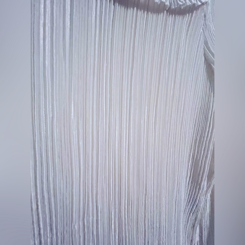 Vintage 80s formal white pleated ruffled long sleeve holiday blouse. - Picture 5 of 7